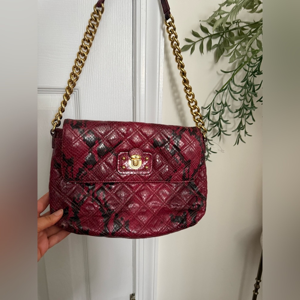 Marc Jacob’s Phython Quilted Leather and Gold Elegant Red Quilted Shoulder Bag - Picture 11 of 11